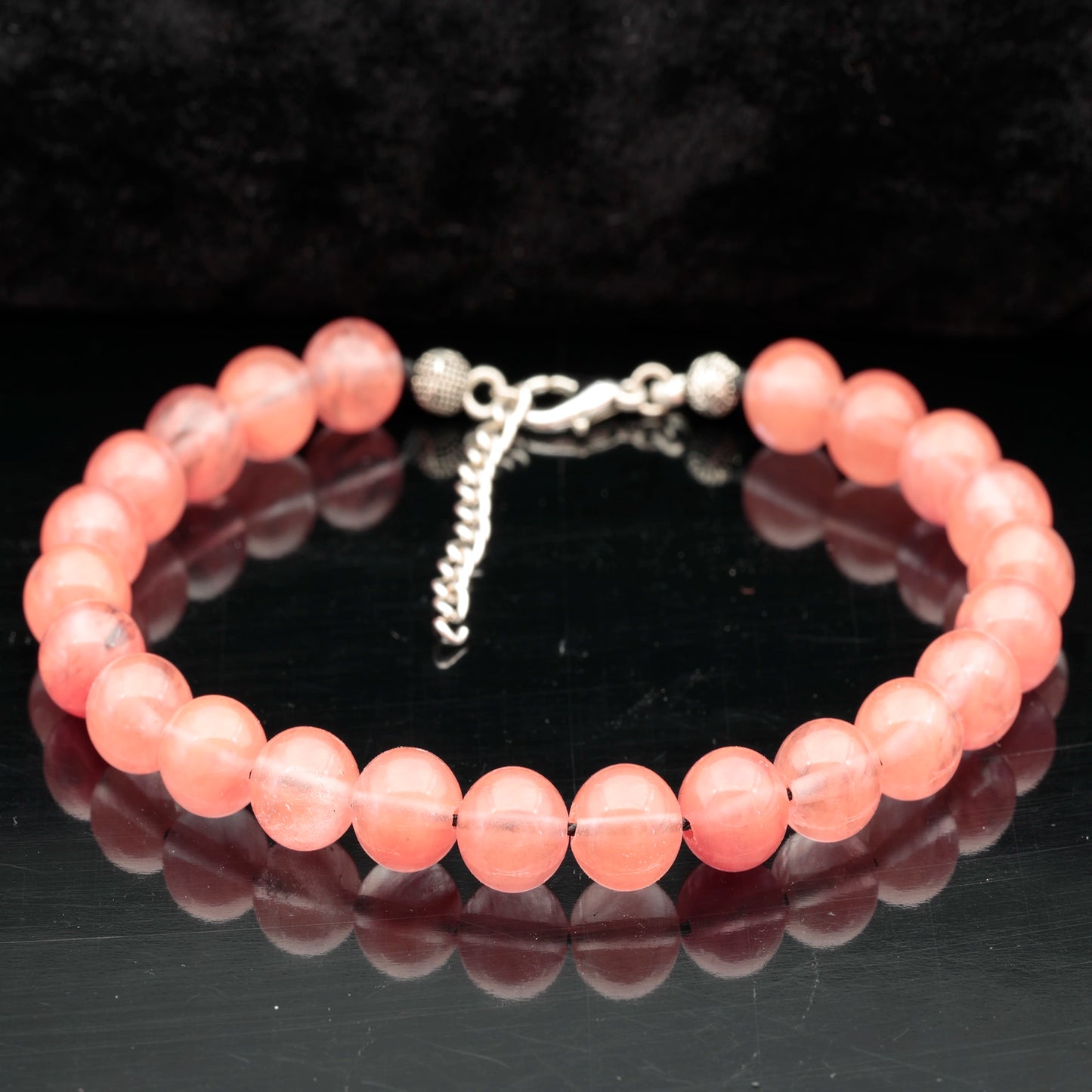 Natural Cherry Quartz Beaded Clasp Bracelet