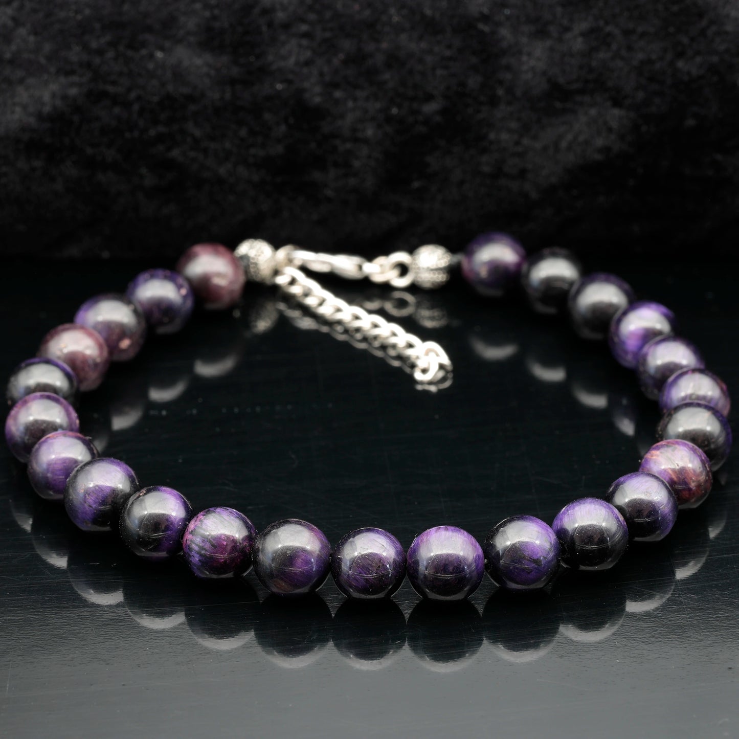 Natural Purple Tiger Eye Beaded Clasp Bracelet