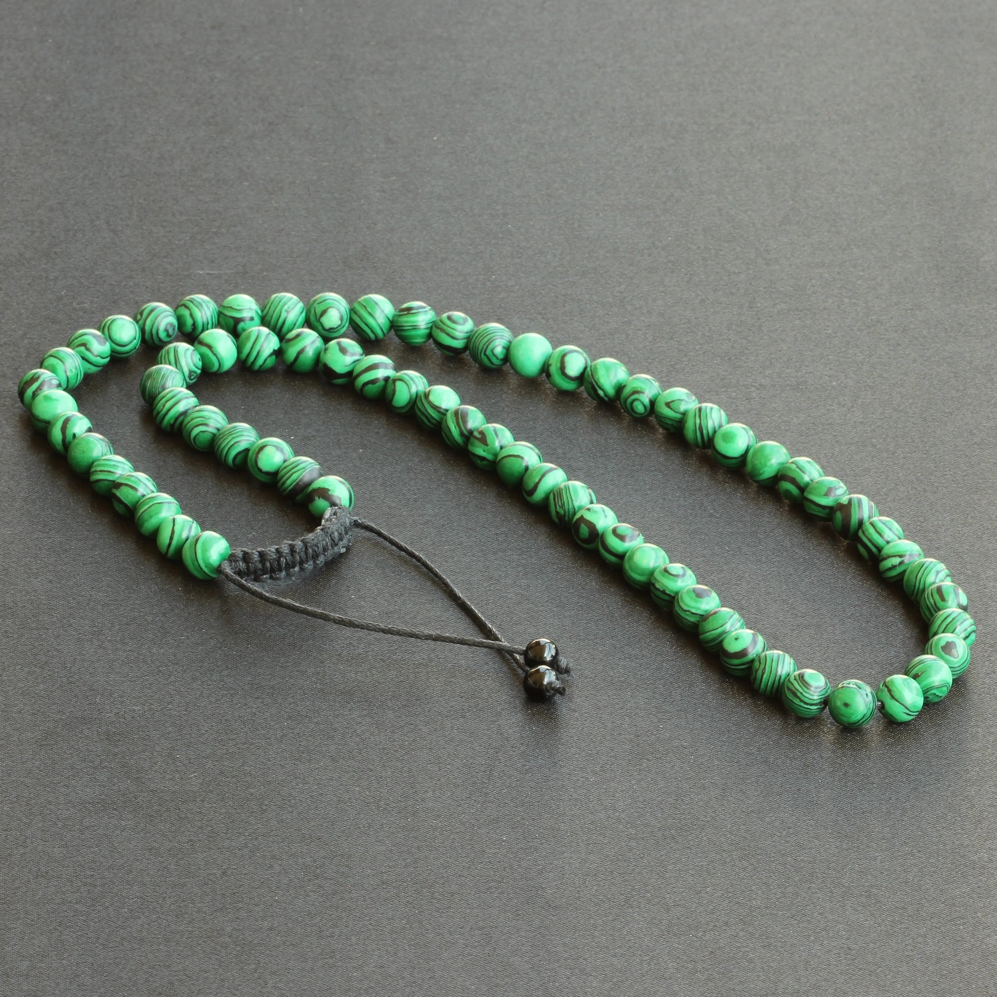 Malachite Beaded Macrame Choker Necklace - ElisaJewelryArt