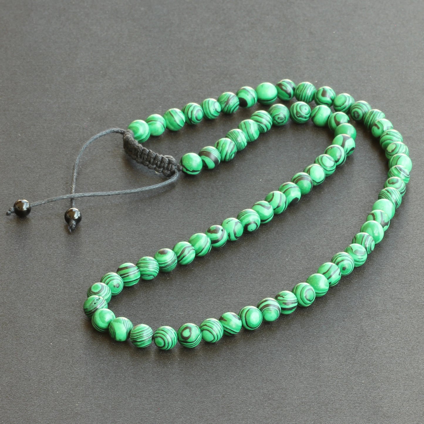 Malachite Beaded Macrame Choker Necklace - ElisaJewelryArt