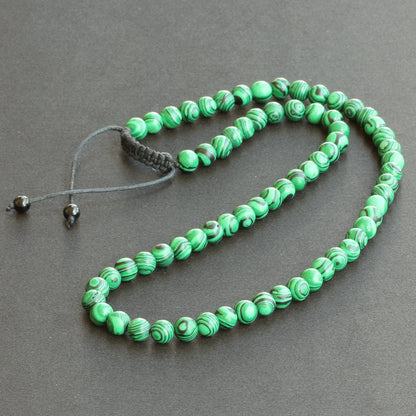 Malachite Beaded Macrame Choker Necklace - ElisaJewelryArt