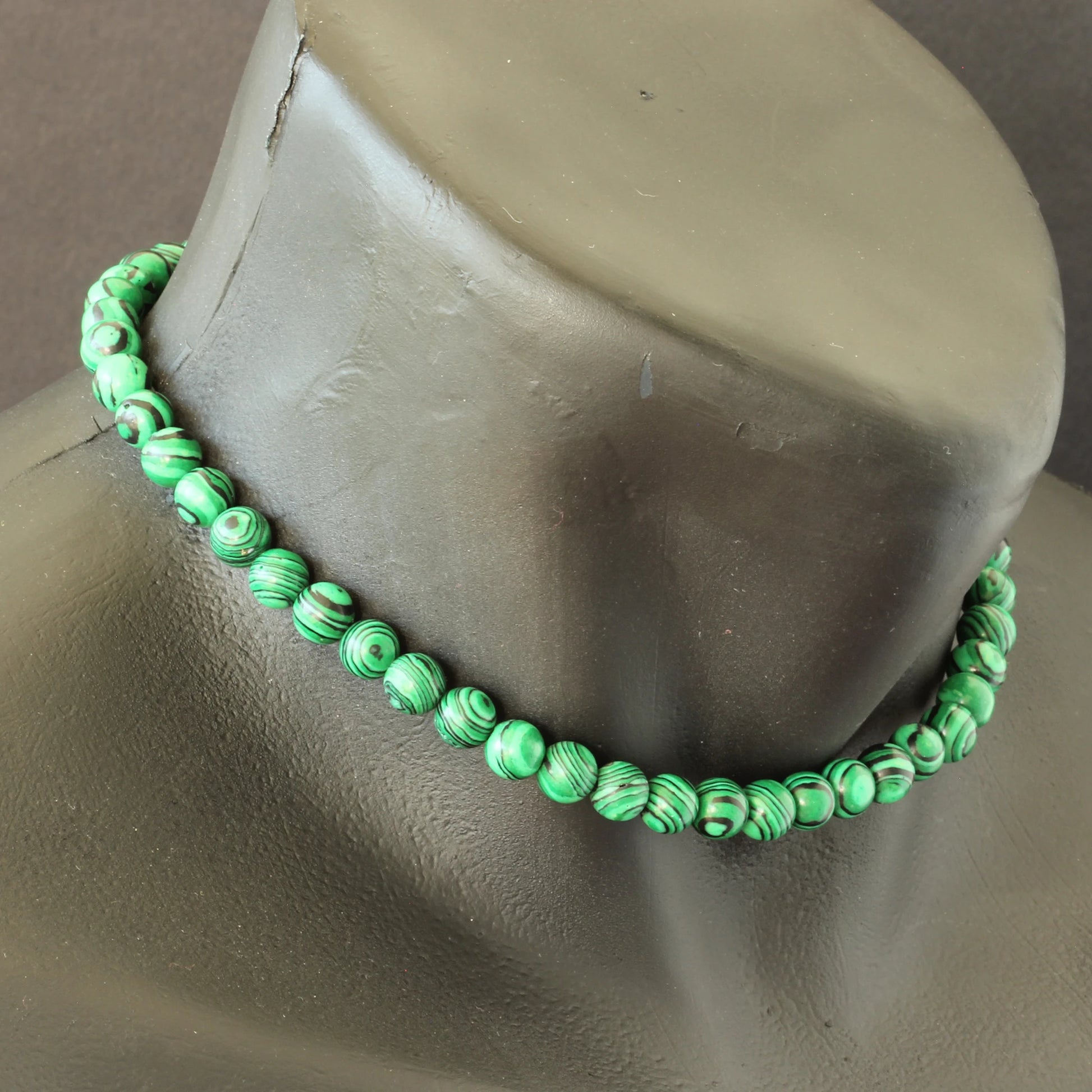 Malachite Beaded Macrame Choker Necklace - ElisaJewelryArt