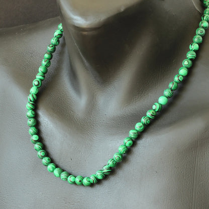 Malachite Beaded Macrame Choker Necklace - ElisaJewelryArt