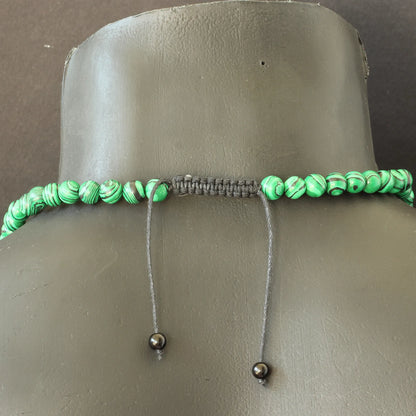 Malachite Beaded Macrame Choker Necklace - ElisaJewelryArt