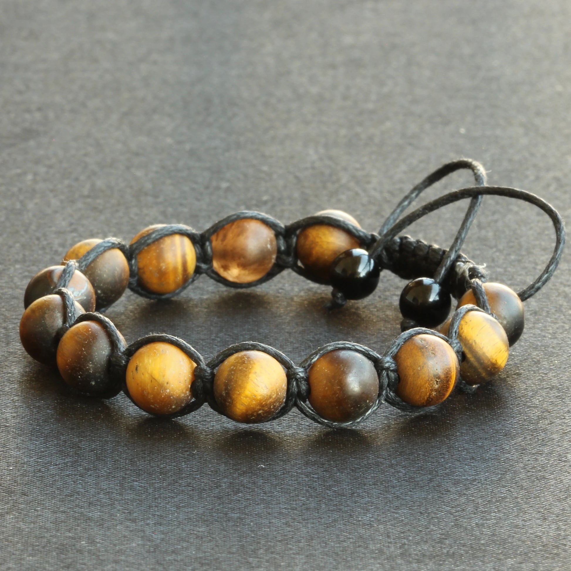 Natural Matte Tiger Eye Beaded Macrame Bracelet - ElisaJewelryArt