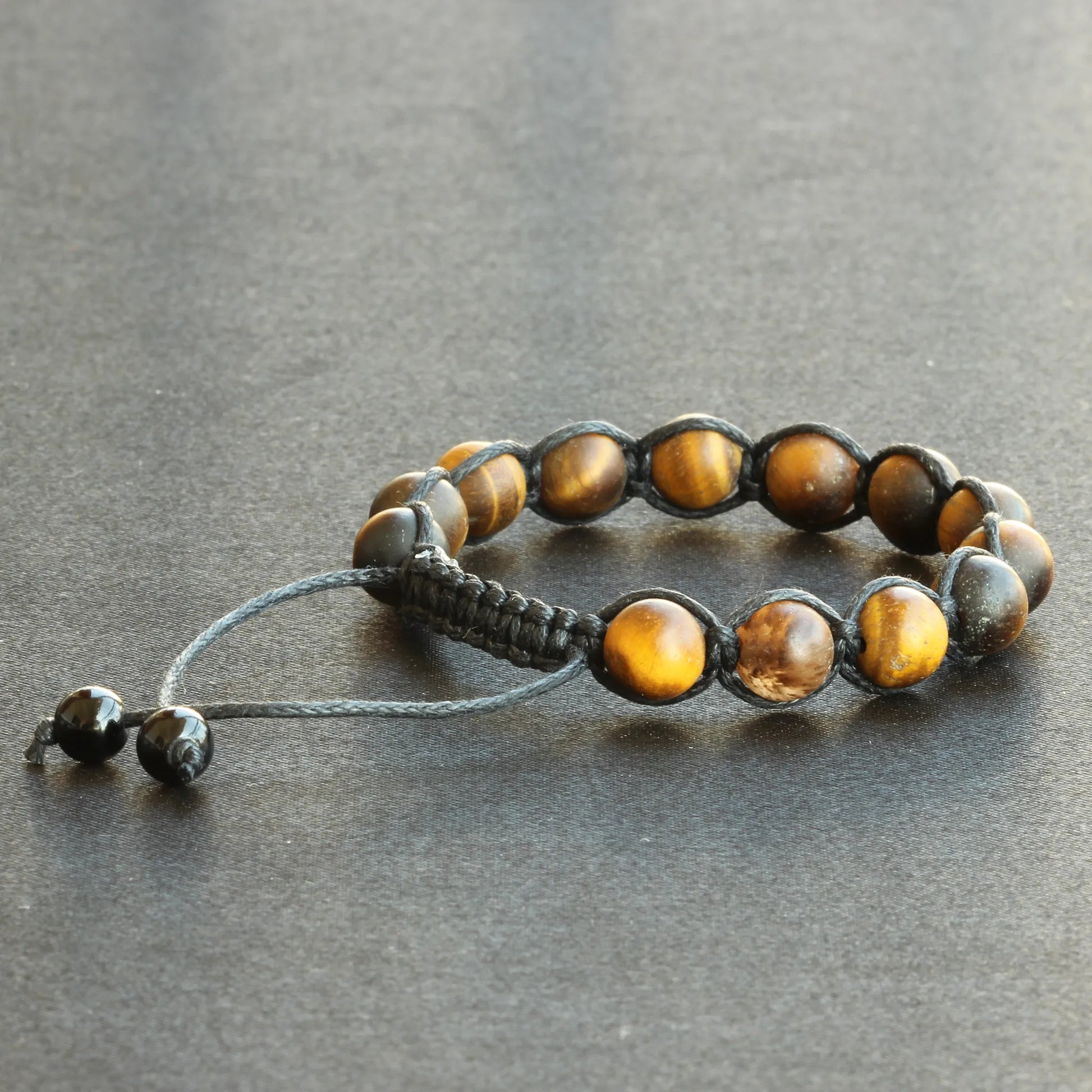 Natural Matte Tiger Eye Beaded Macrame Bracelet - ElisaJewelryArt