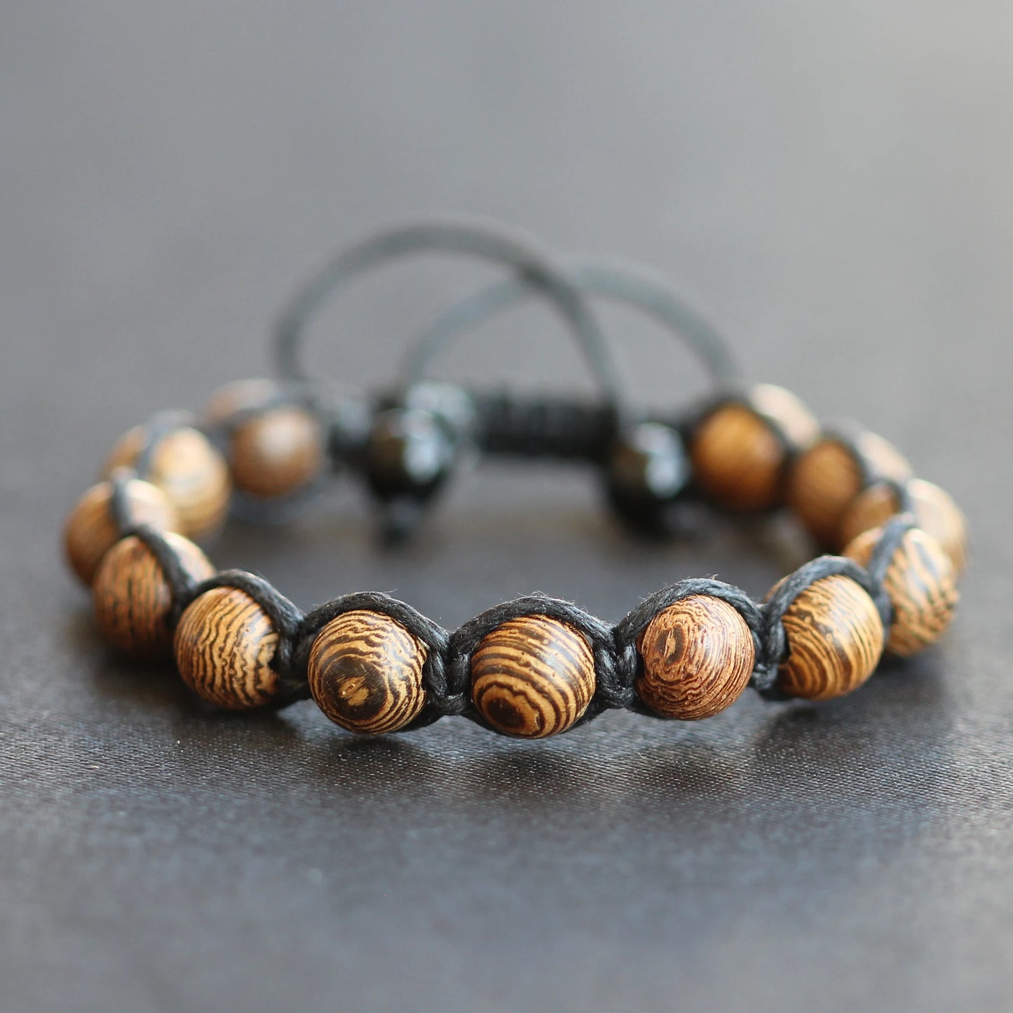 Natural Sandalwood Beaded Macrame Bracelet - ElisaJewelryArt