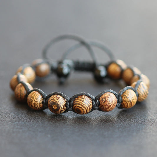 Natural Sandalwood Beaded Macrame Bracelet - ElisaJewelryArt