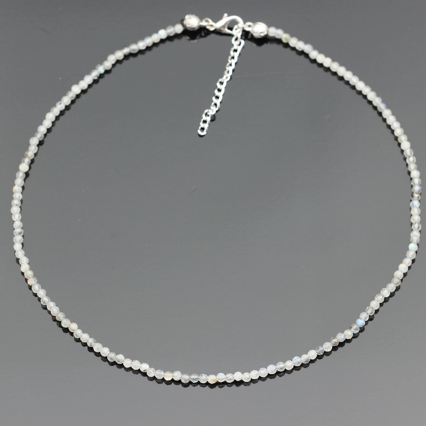 Natural Moonstone Beaded Clasp Tiny Choker - ElisaJewelryArt