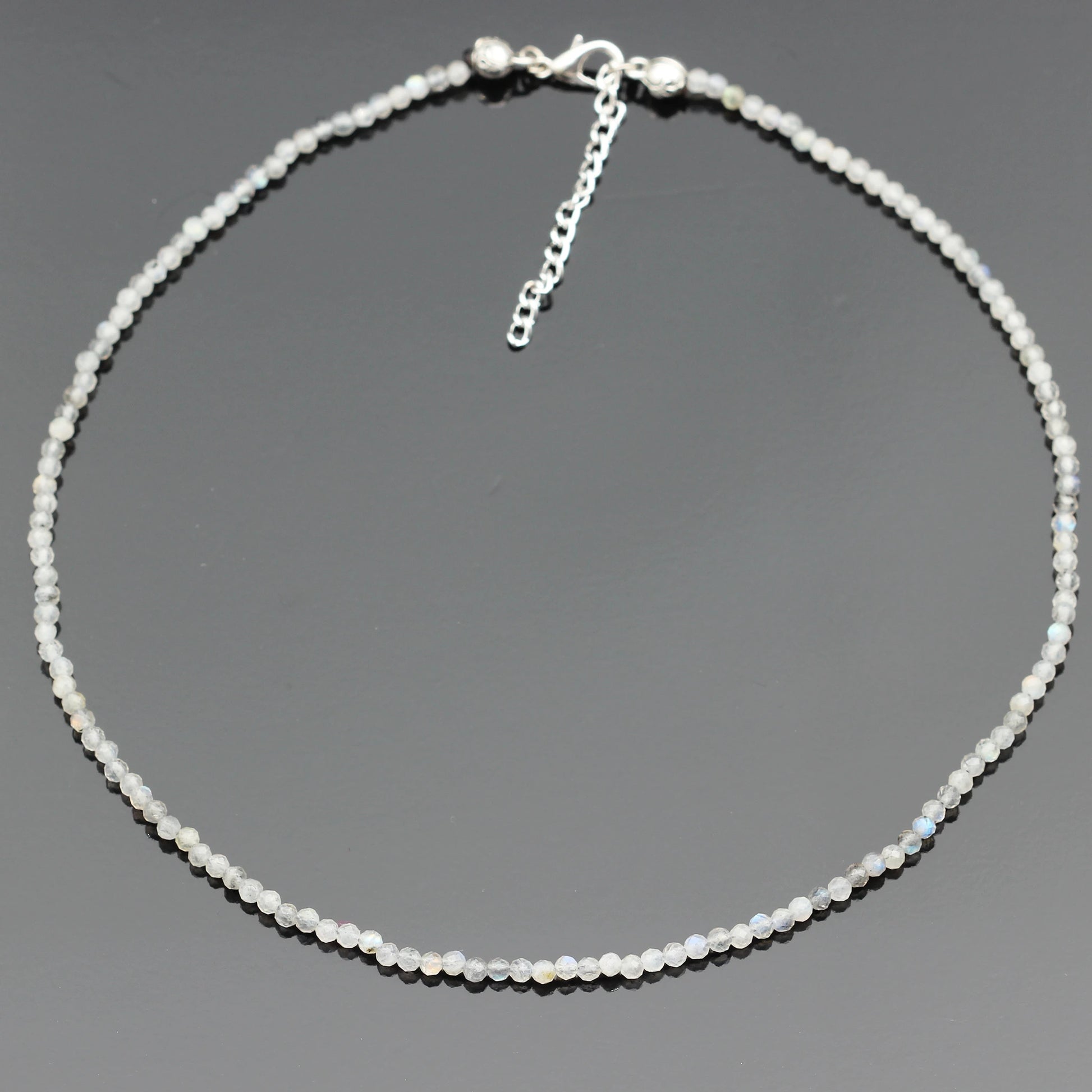 Natural Moonstone Beaded Clasp Tiny Choker - ElisaJewelryArt