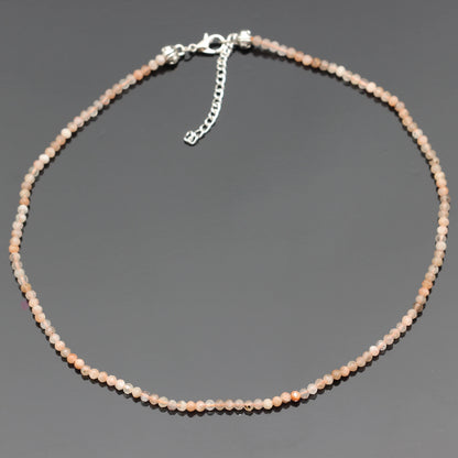 Natural Sunstone Beaded Clasp Tiny Choker - ElisaJewelryArt