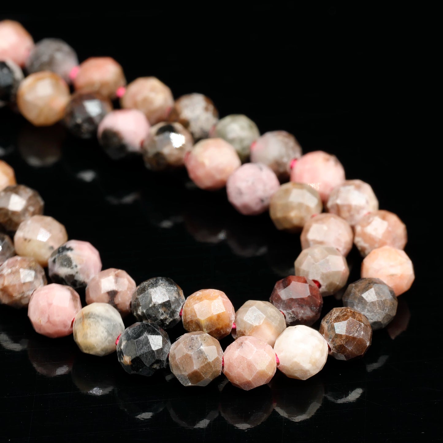 Natural Rhodonite Beaded Clasp Tiny Choker - ElisaJewelryArt