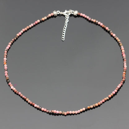 Natural Rhodonite Beaded Clasp Tiny Choker - ElisaJewelryArt