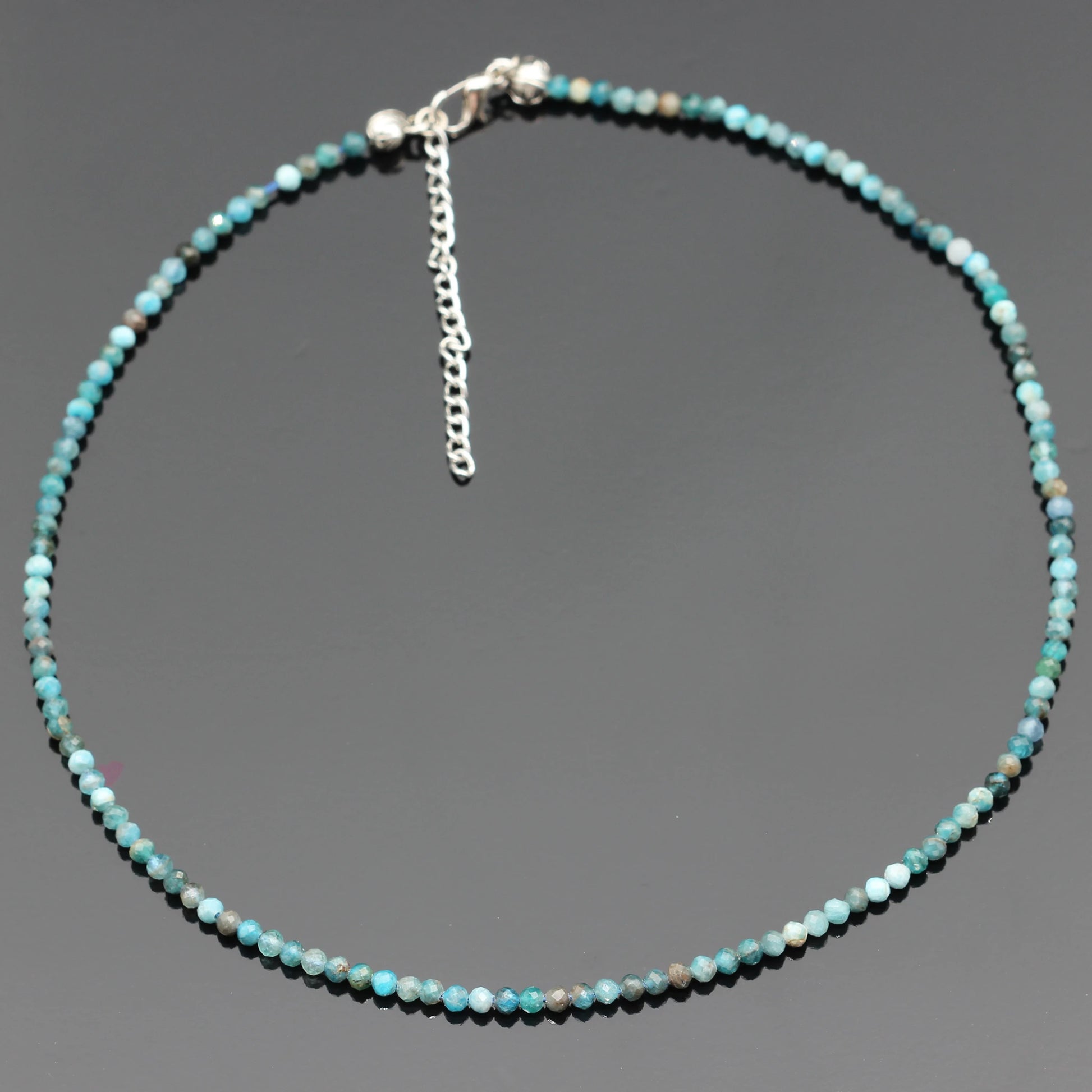 Natural Apatite Beaded Clasp Tiny Choker - ElisaJewelryArt