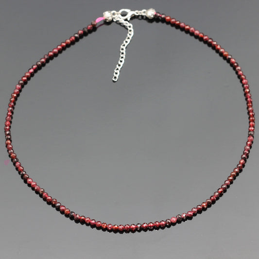 Natural Garnet Beaded Clasp Tiny Choker