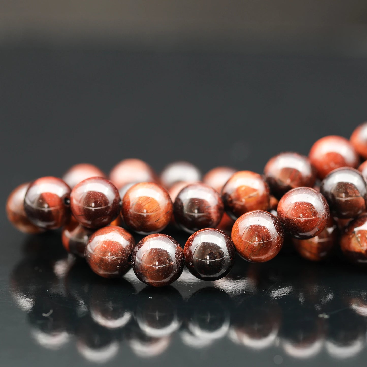 Natural Red Tiger Eye Beaded Clasp Choker Necklace - ElisaJewelryArt