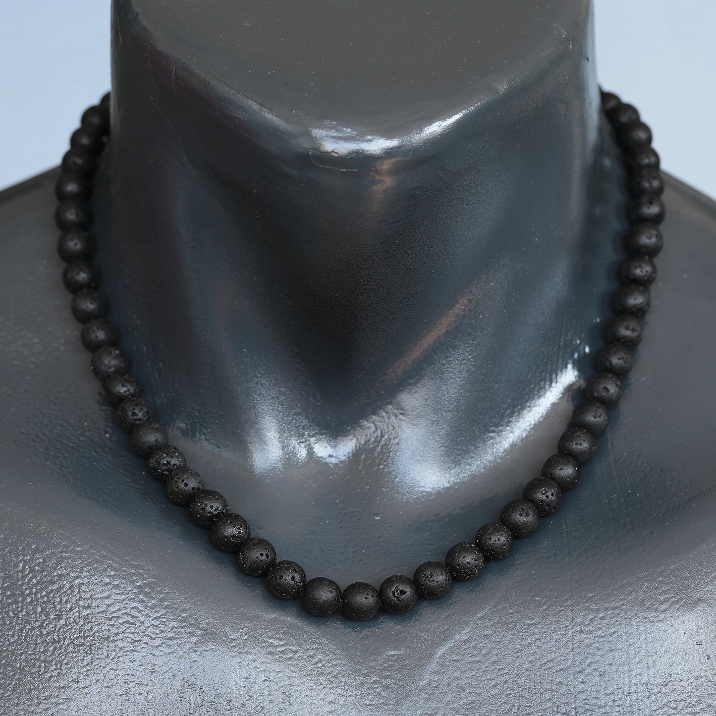 Natural Lava Stone Beaded Clasp Choker Necklace - ElisaJewelryArt