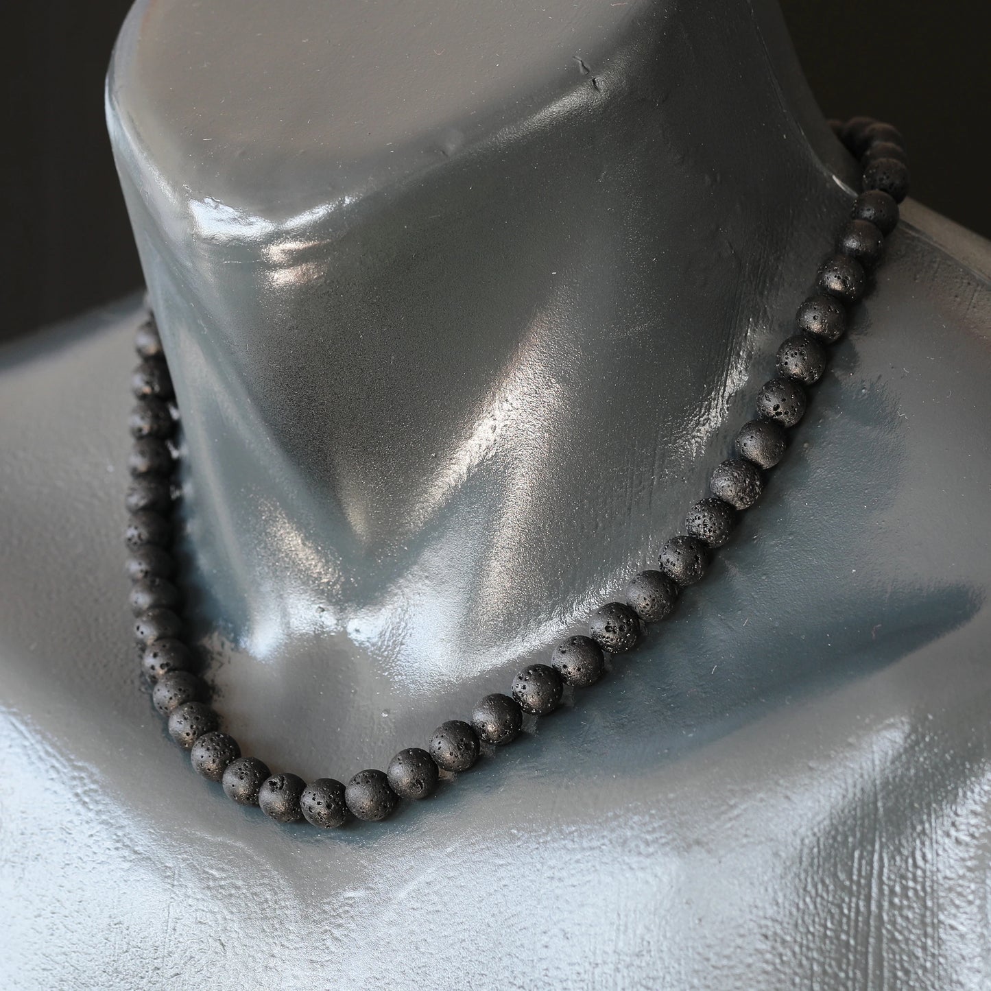 Natural Lava Stone Beaded Clasp Choker Necklace - ElisaJewelryArt