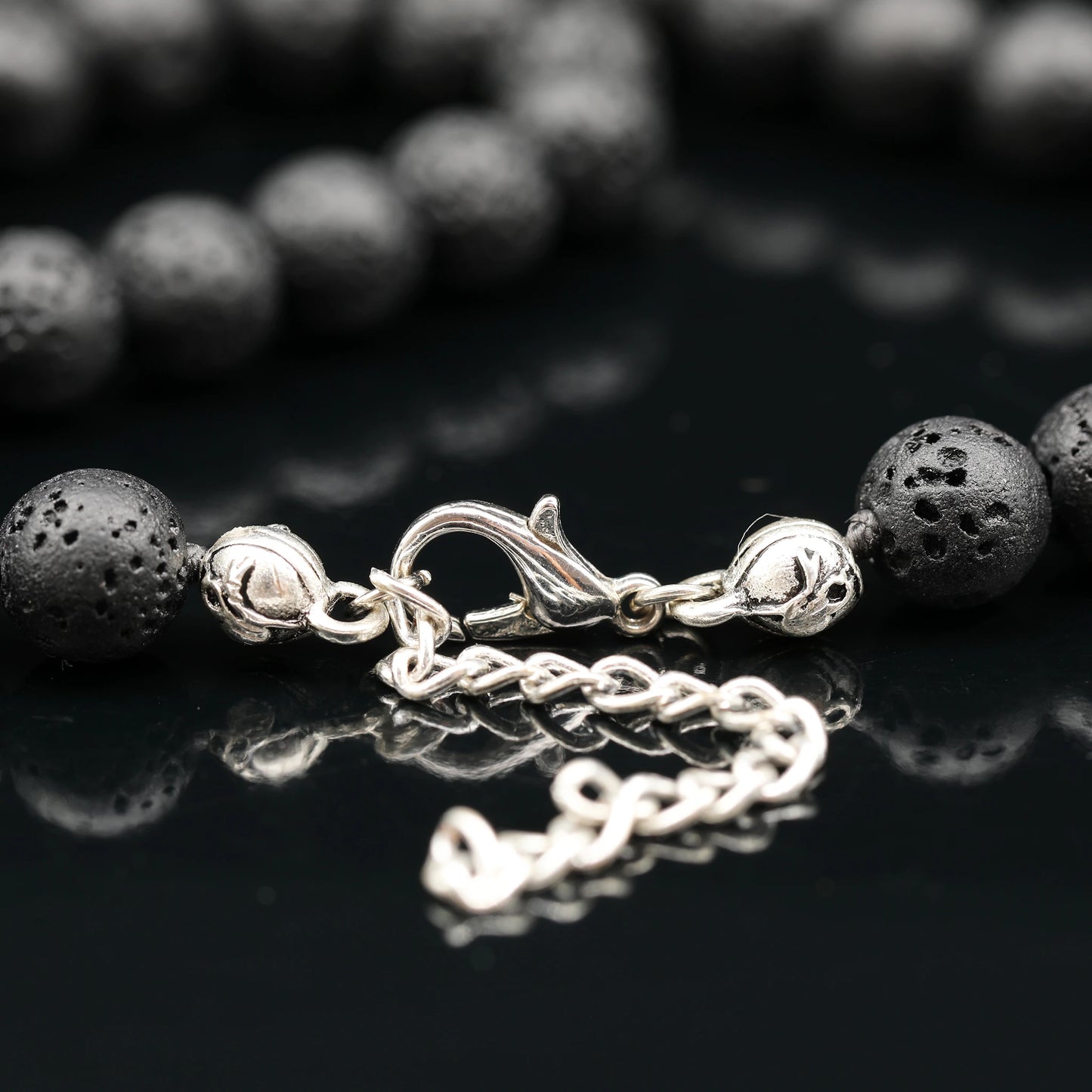 Natural Lava Stone Beaded Clasp Anklet