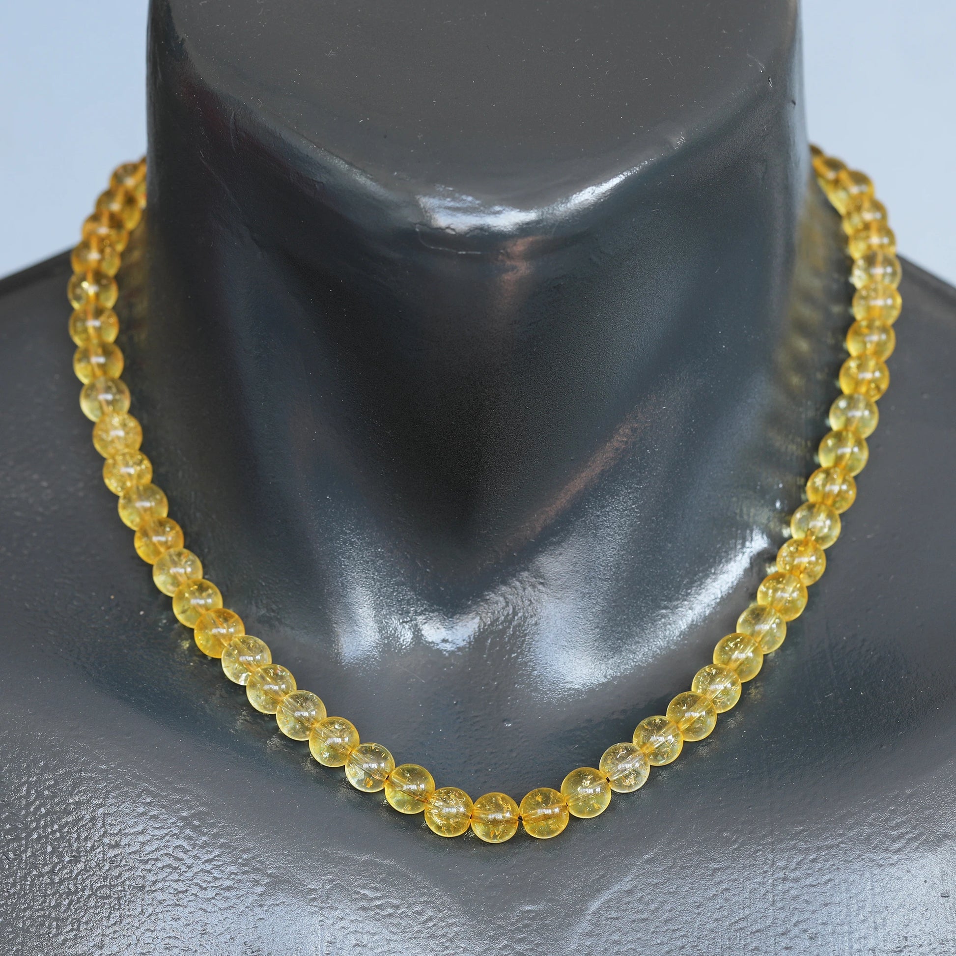 Natural Citrine Beaded Clasp Choker Necklace - ElisaJewelryArt