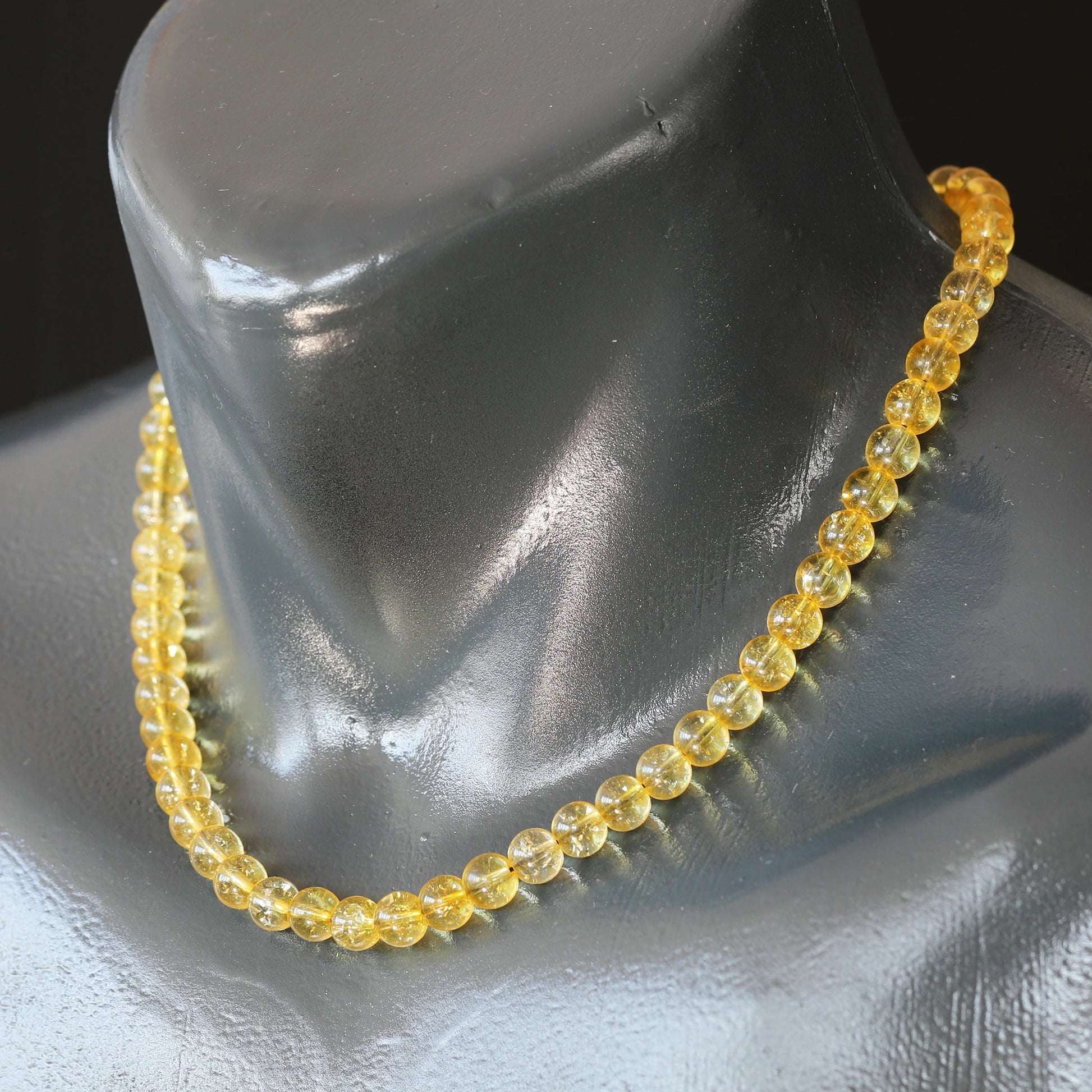 Natural Citrine Beaded Clasp Choker Necklace - ElisaJewelryArt