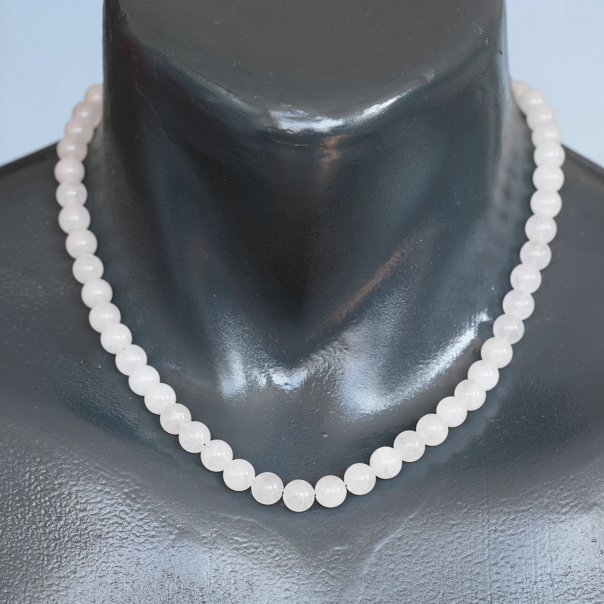 Natural Selenite Beaded Clasp Choker Necklace - ElisaJewelryArt