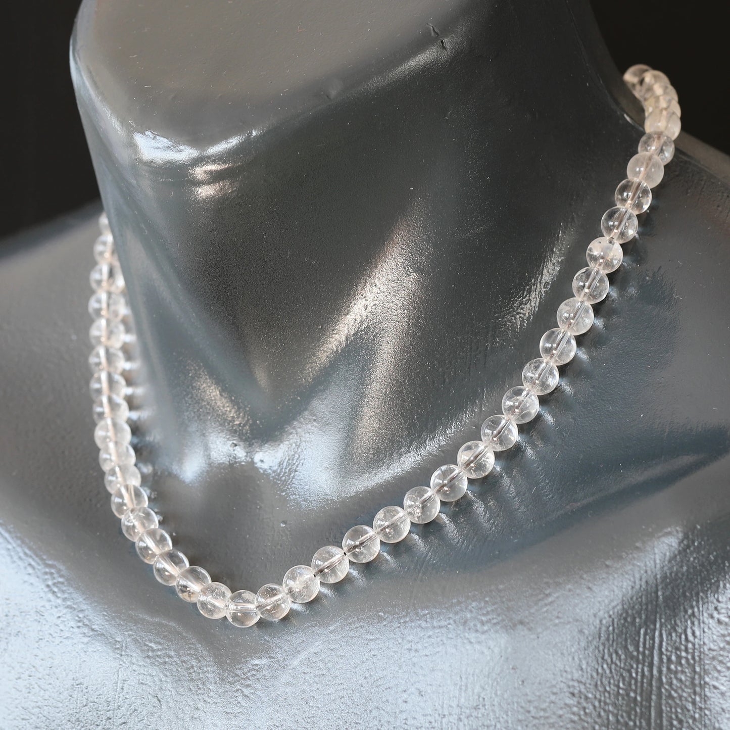 Natural Clear Quartz Beaded Clasp Choker Necklace - ElisaJewelryArt