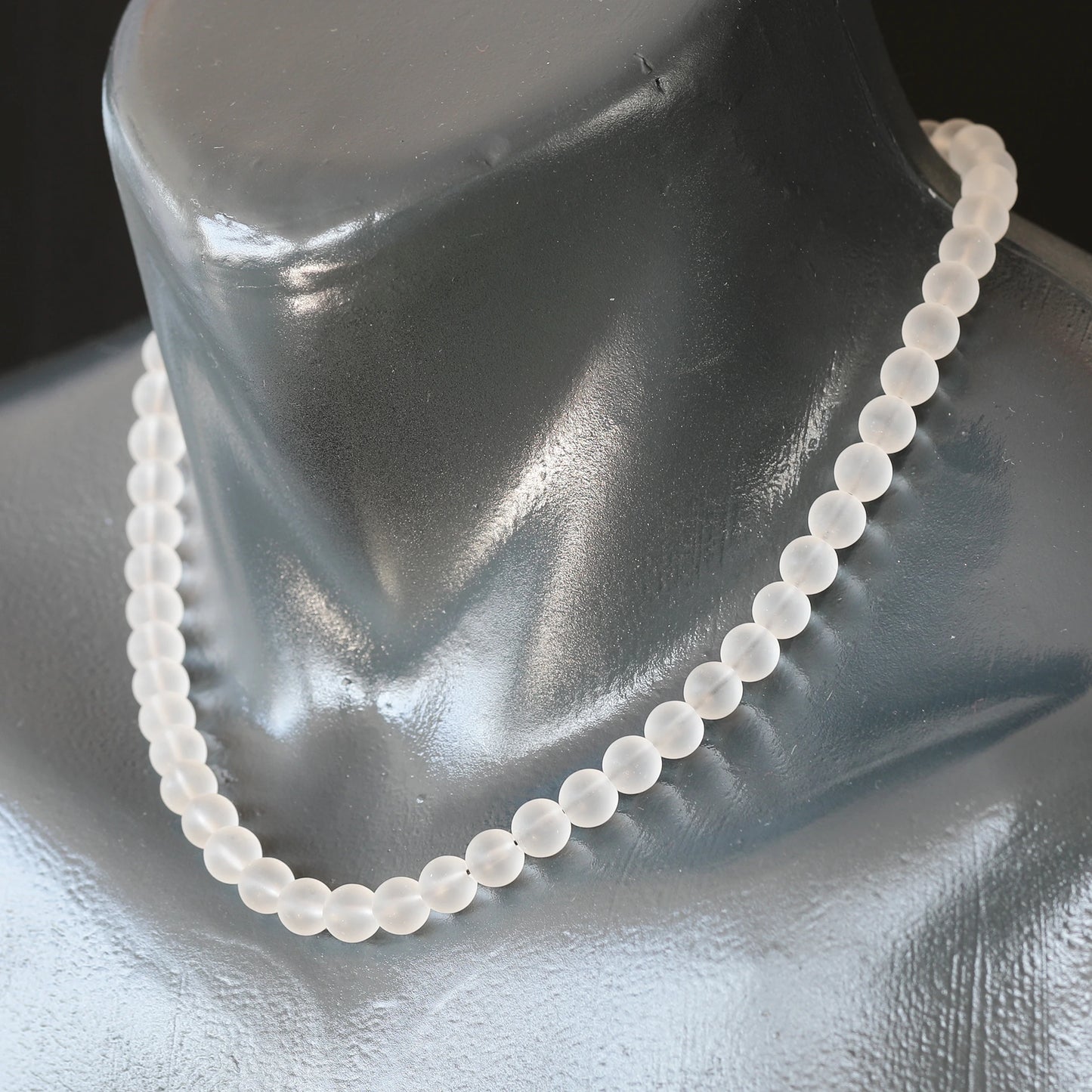 Natural Matte Quartz Beaded Clasp Choker Necklace - ElisaJewelryArt