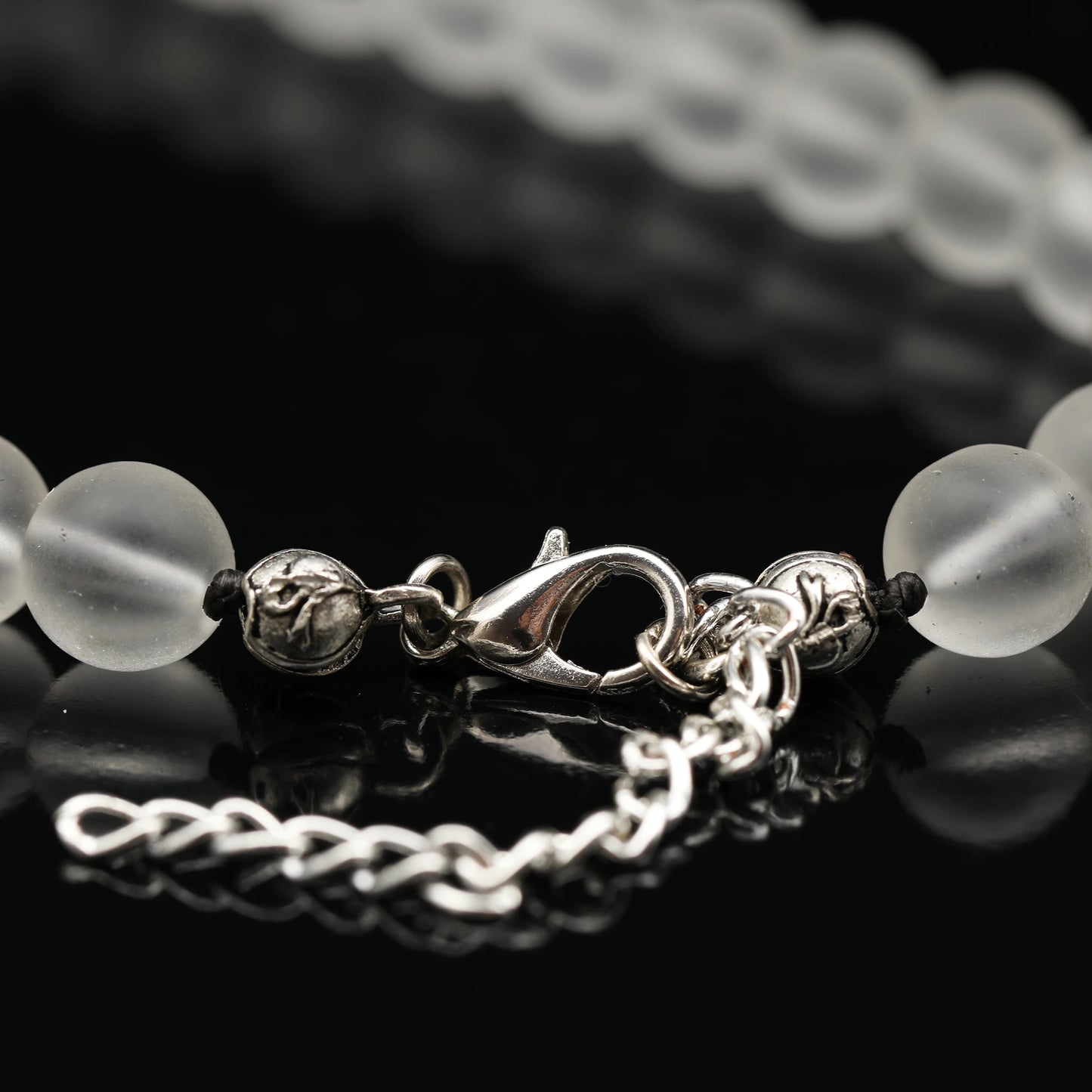 Natural Matte Quartz Beaded Clasp Anklet