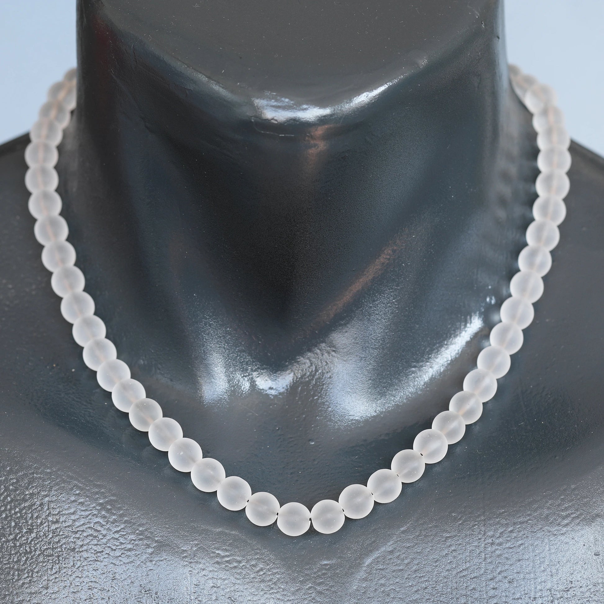 Natural Matte Quartz Beaded Clasp Choker Necklace - ElisaJewelryArt