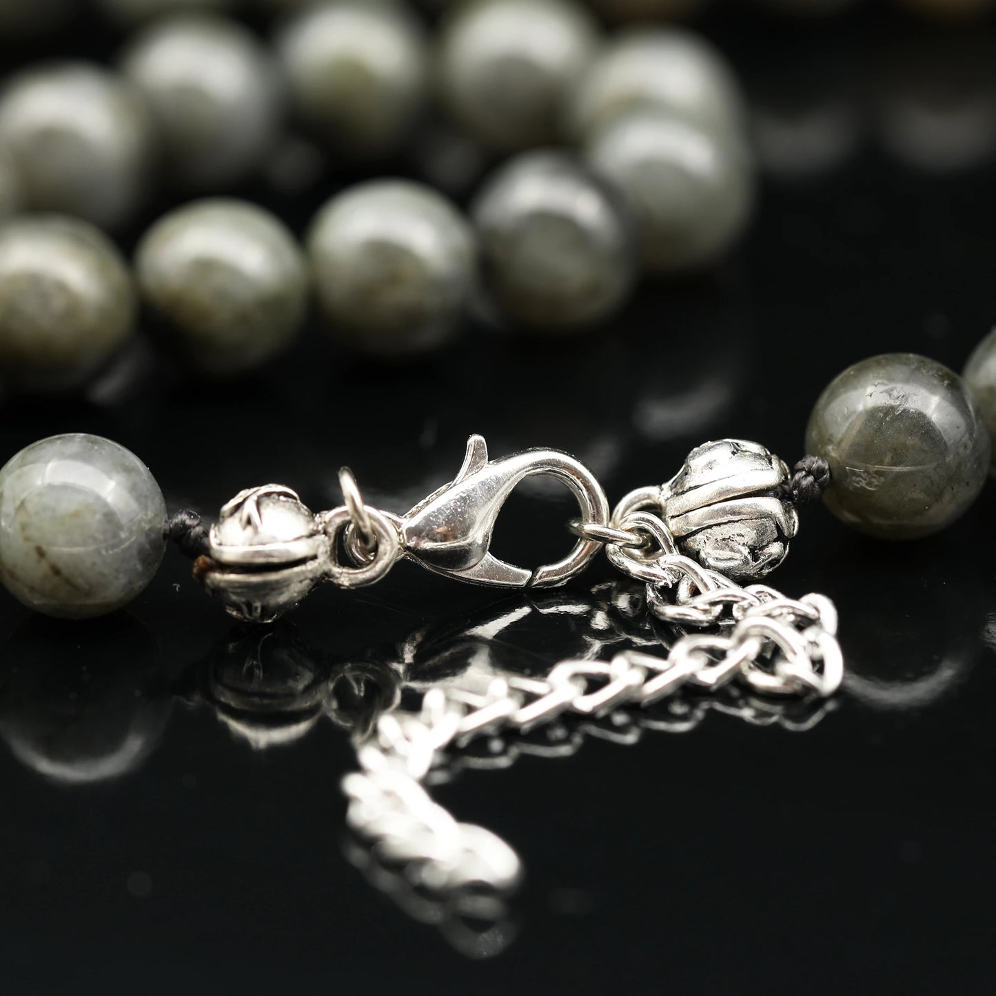 Natural Labradorite Beaded Clasp Anklet