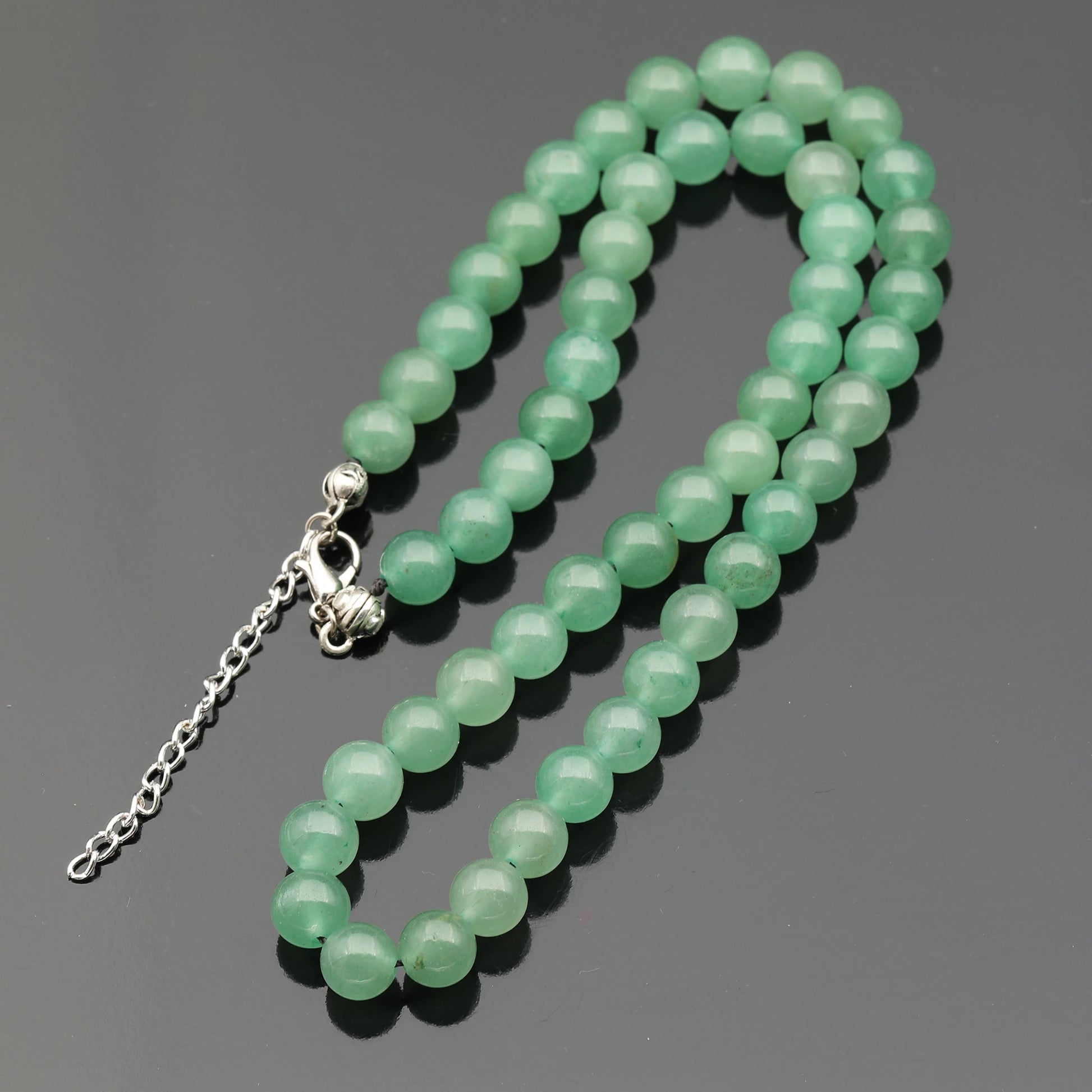 Natural Green Aventurine Beaded Clasp Choker Necklace - ElisaJewelryArt