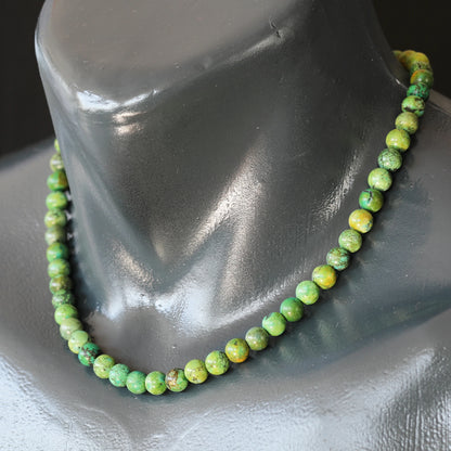 Natural Green Turquoise Beaded Clasp Choker Necklace - ElisaJewelryArt