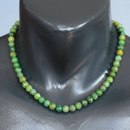 Natural Green Turquoise Beaded Clasp Choker Necklace - ElisaJewelryArt