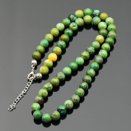 Natural Green Turquoise Beaded Clasp Choker Necklace - ElisaJewelryArt