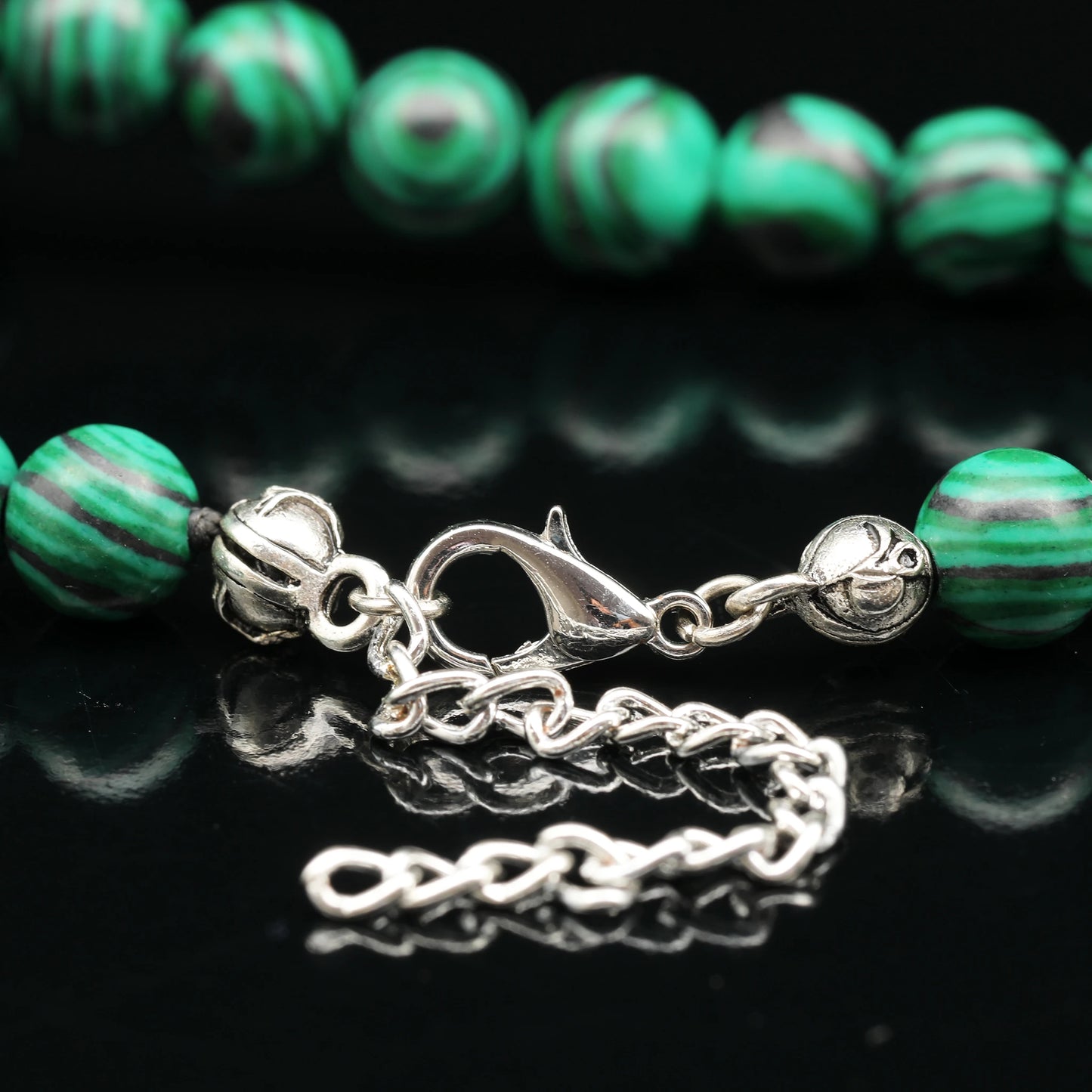 Malachite Beaded Clasp Anklet