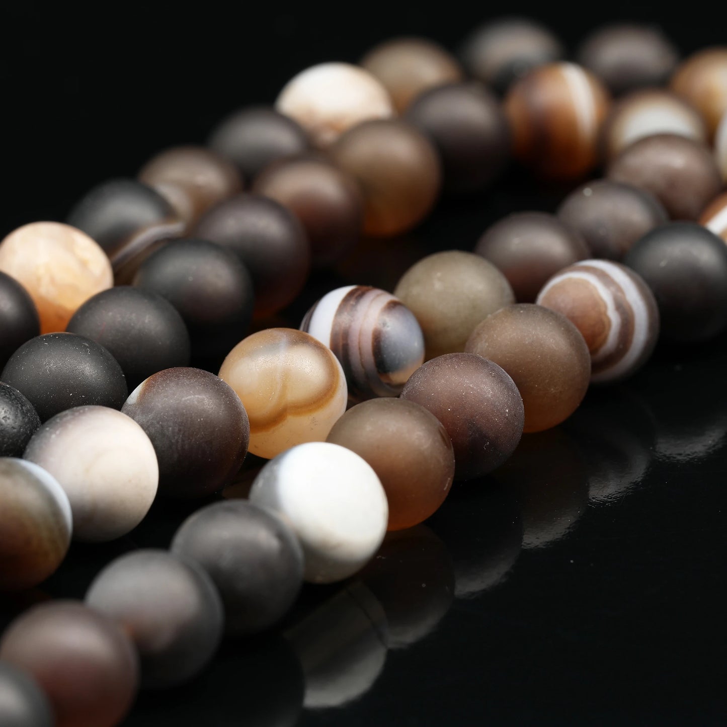 Natural Matte Brown Agate Beaded Clasp Choker Necklace - ElisaJewelryArt