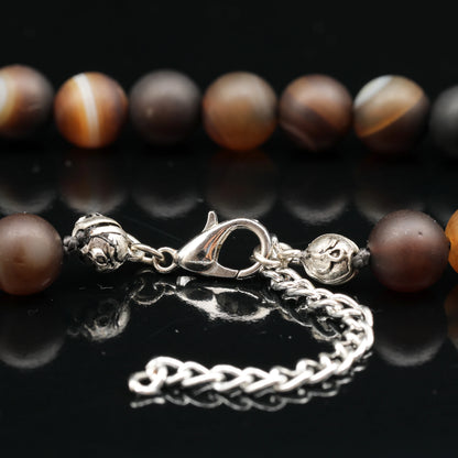 Natural Matte Brown Agate Beaded Clasp Choker Necklace - ElisaJewelryArt