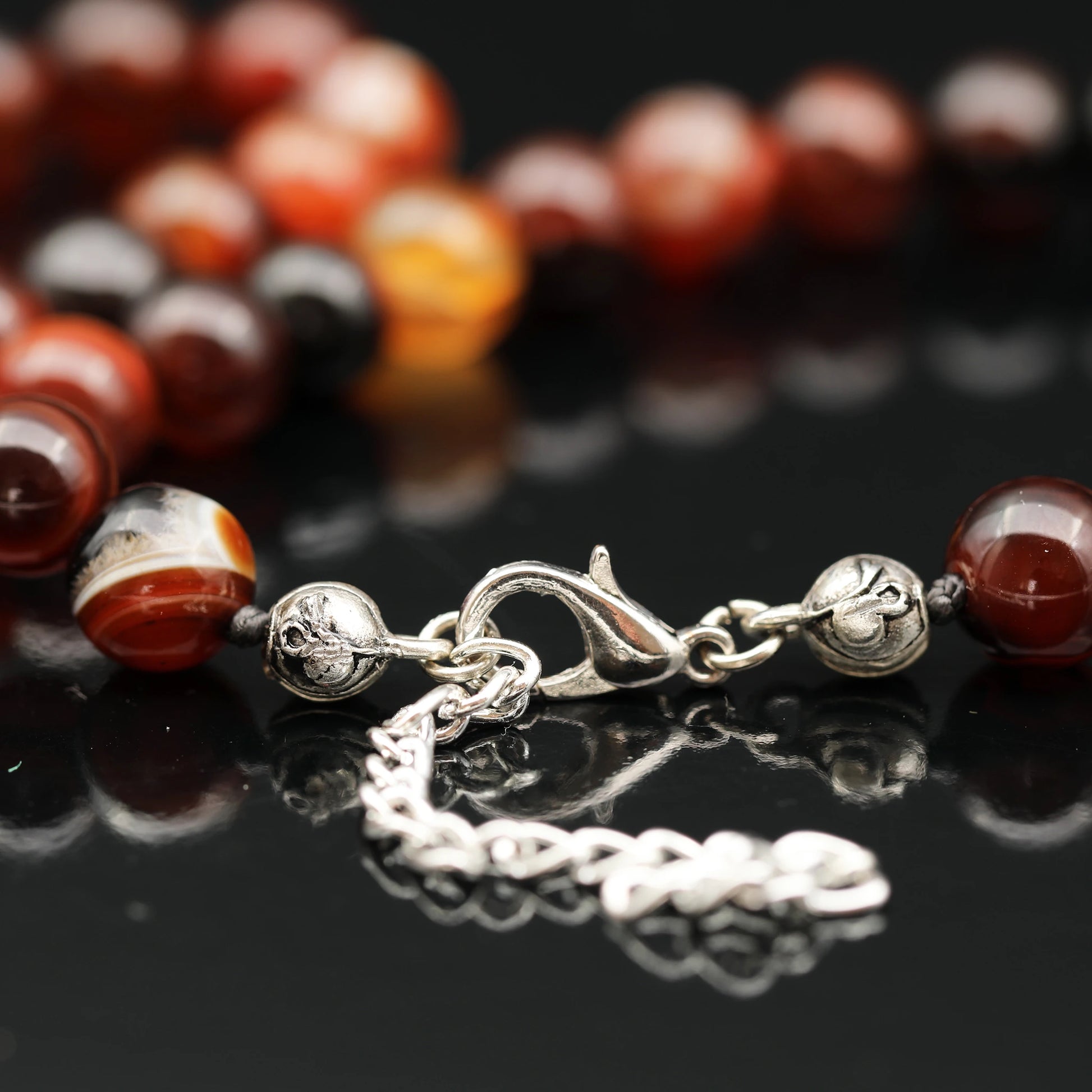 Natural Carnelian Agate Beaded Clasp Choker Necklace - ElisaJewelryArt