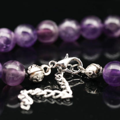 Natural Amethyst Beaded Clasp Anklet - ElisaJewelryArt