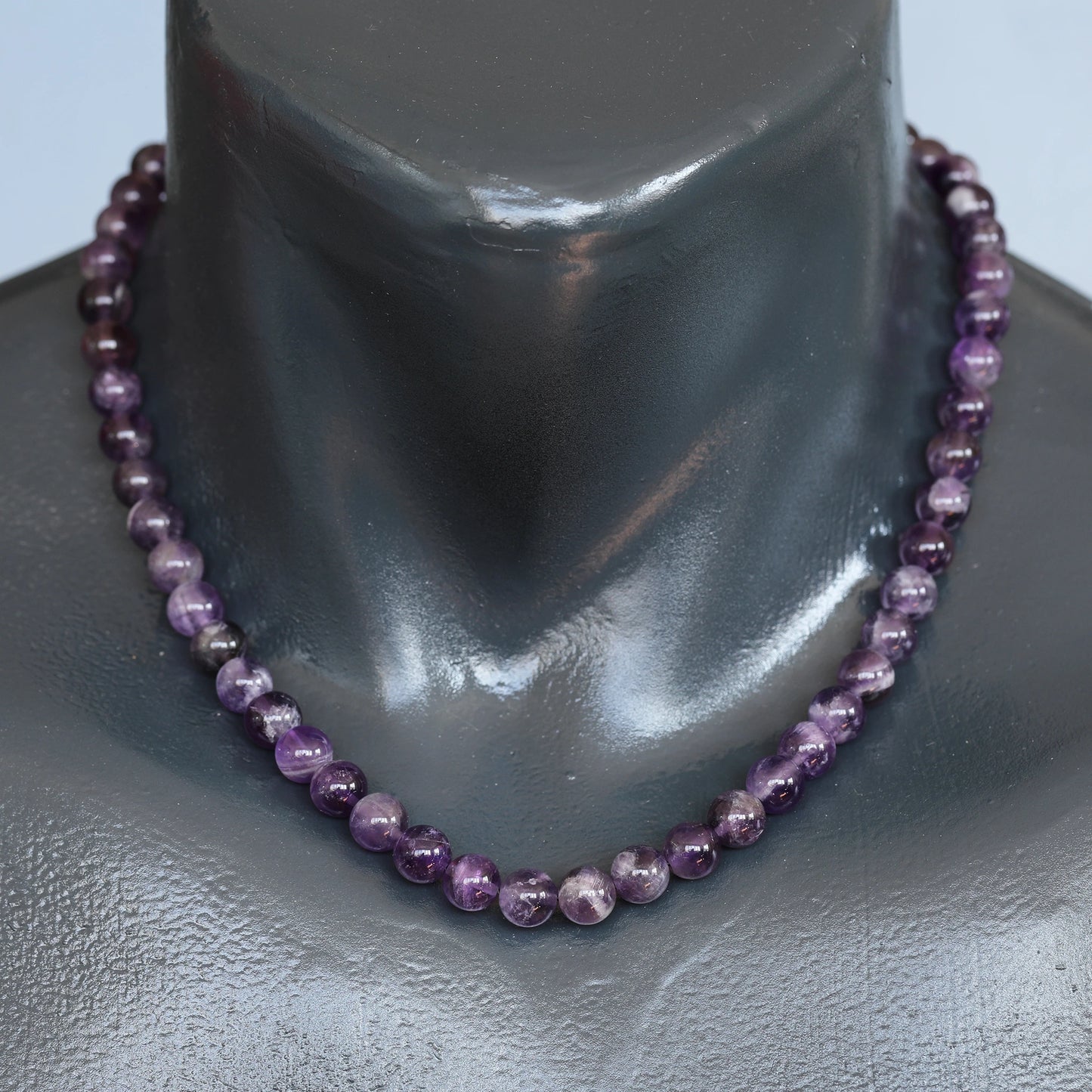 Natural Amethyst Beaded Clasp Choker Necklace - ElisaJewelryArt