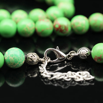 Natural Green Imperial Jasper Beaded Clasp Anklet