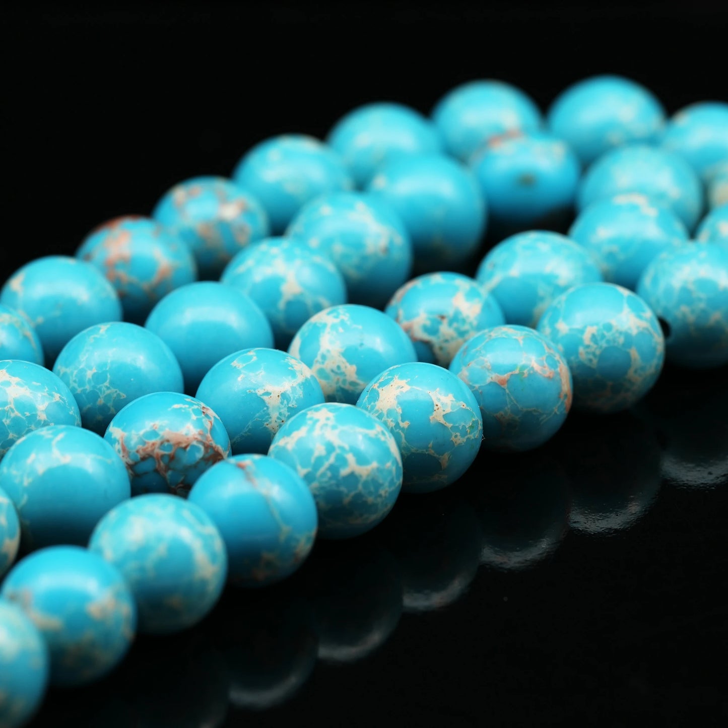 Natural Light Blue Imperial Jasper Beaded Clasp Anklet