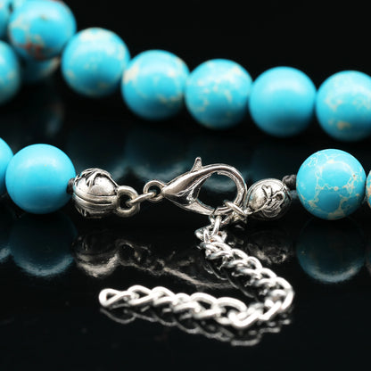 Natural Light Blue Imperial Jasper Beaded Clasp Anklet