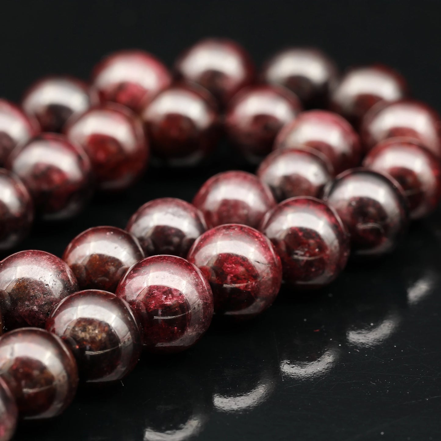 Natural Garnet Beaded Clasp Anklet