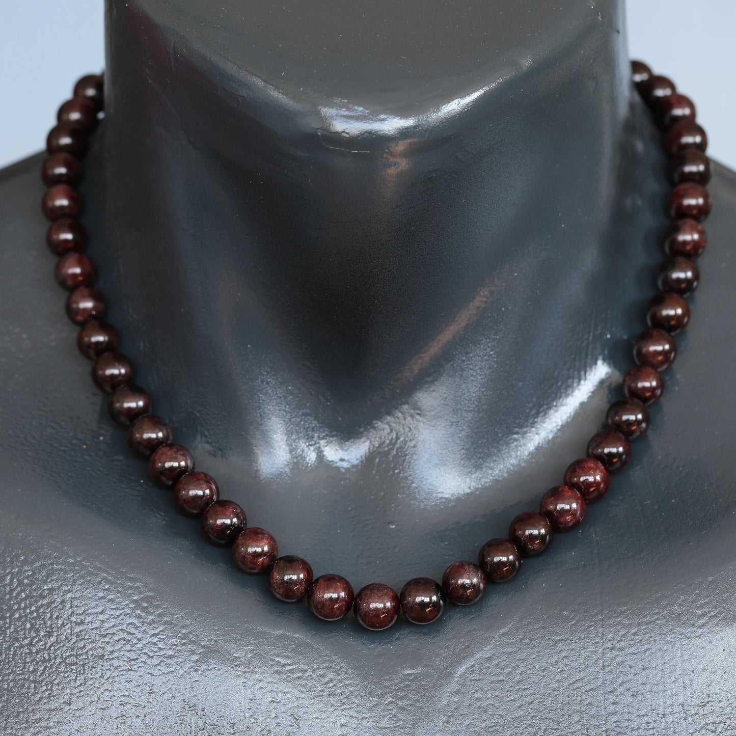 Natural Garnet Beaded Clasp Choker Necklace - ElisaJewelryArt