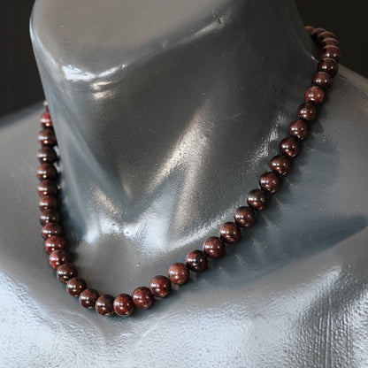 Natural Garnet Beaded Clasp Choker Necklace - ElisaJewelryArt