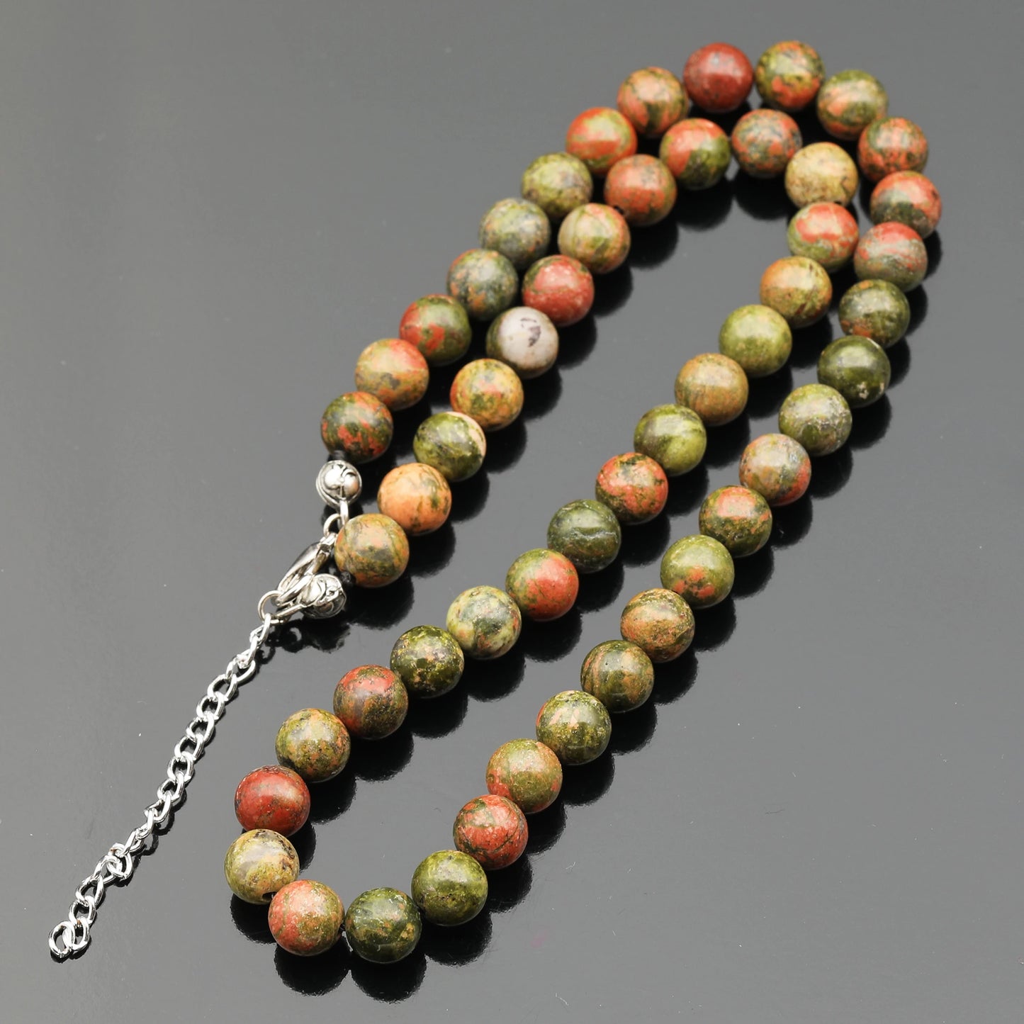 Natural Unakite Beaded Clasp Choker Necklace - ElisaJewelryArt