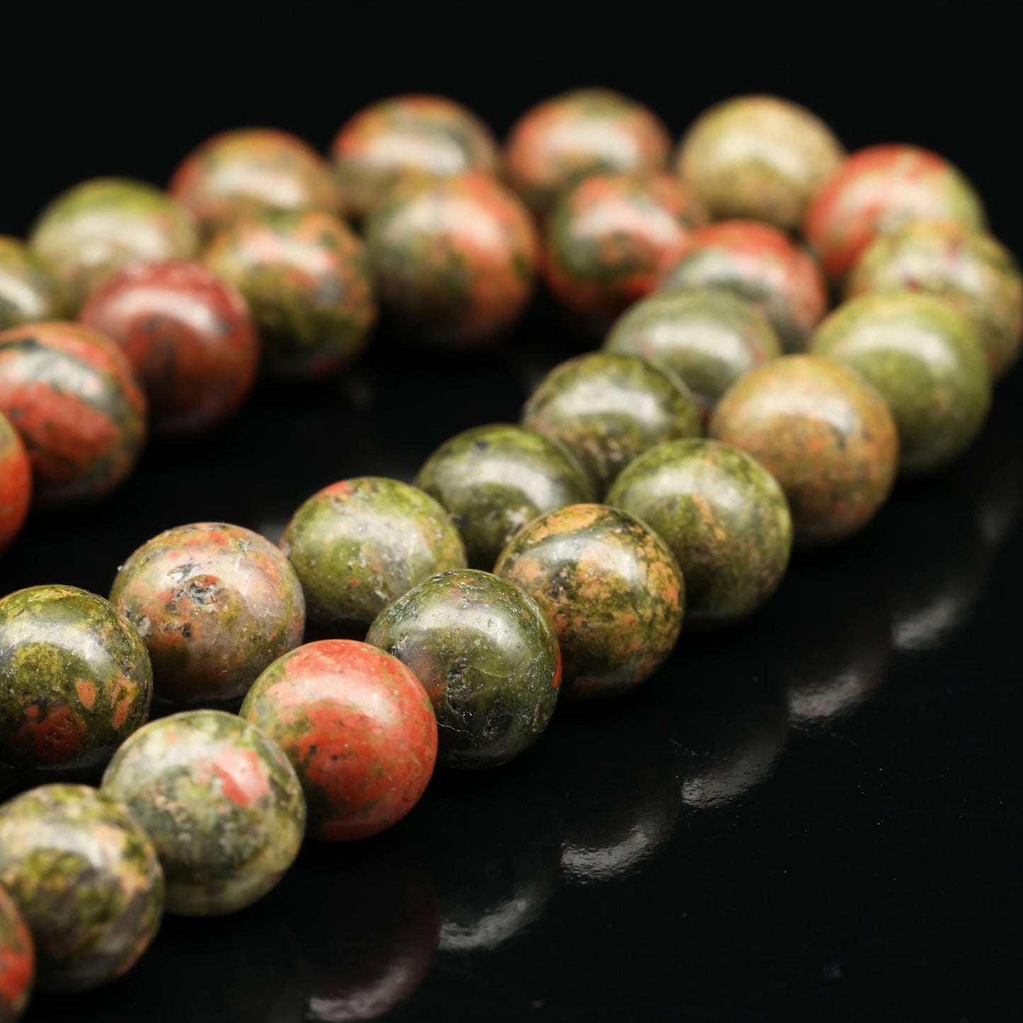 Natural Unakite Beaded Clasp Choker Necklace - ElisaJewelryArt