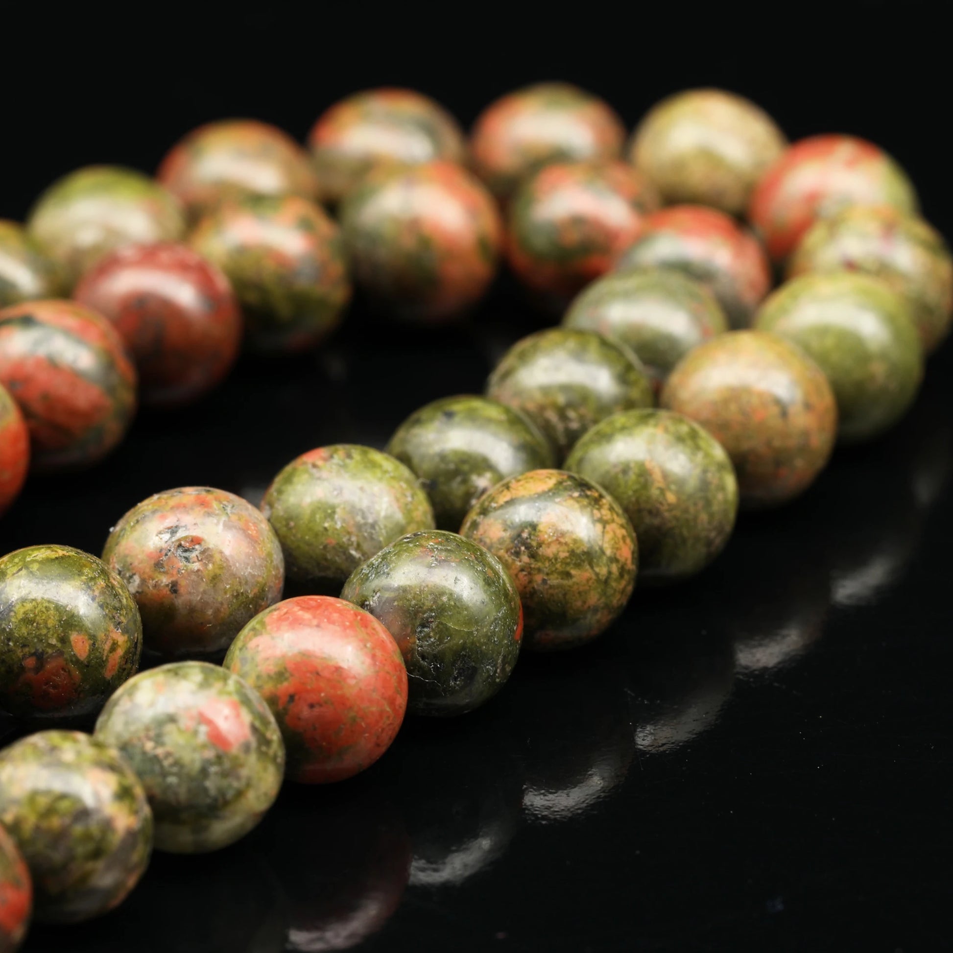 Natural Unakite Beaded Clasp Anklet - ElisaJewelryArt